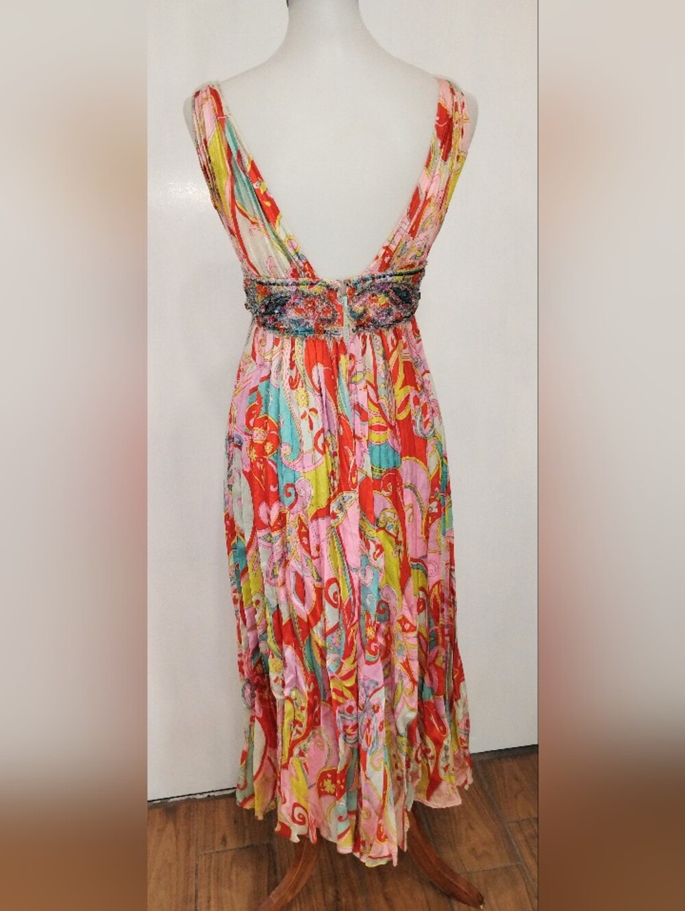 UPCYCLED VINTAGE BEADED PSYCHEDELIC DRESS - Picture 3 of 14